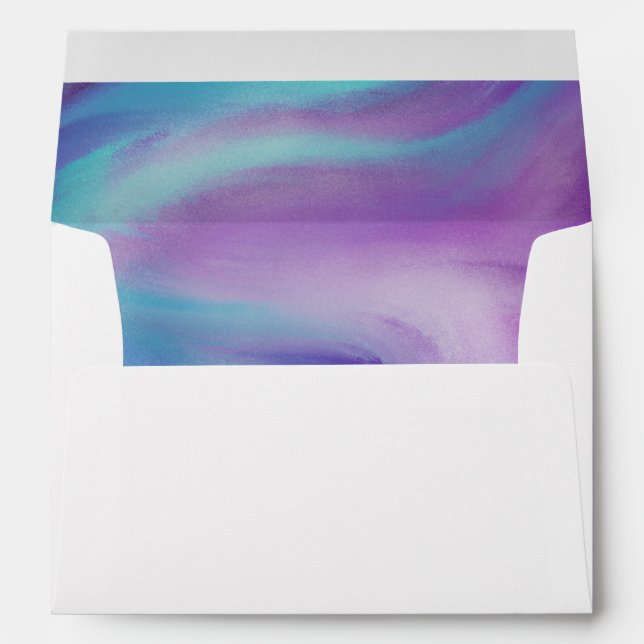 Enveloppe Aquarelle de marbre bleu pourpre Mariage (Dos (Bas))