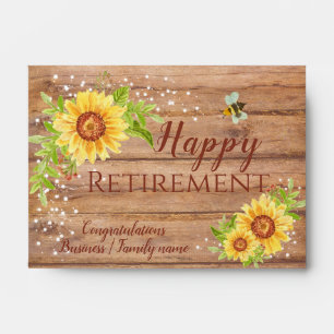 Enveloppe Aquarelle de retraite Tournesol Rustique Cadeau de
