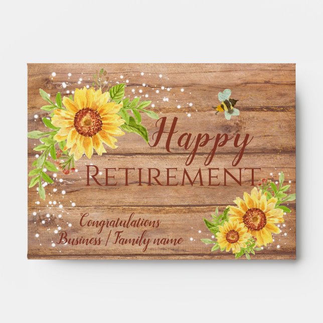 Enveloppe Aquarelle de retraite Tournesol Rustique Cadeau de (Devant)