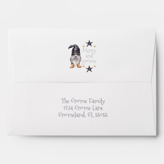 Enveloppe Aquarelle d'hiver Gnome Buffalo chèque Noël (Dos (Haut rabat))