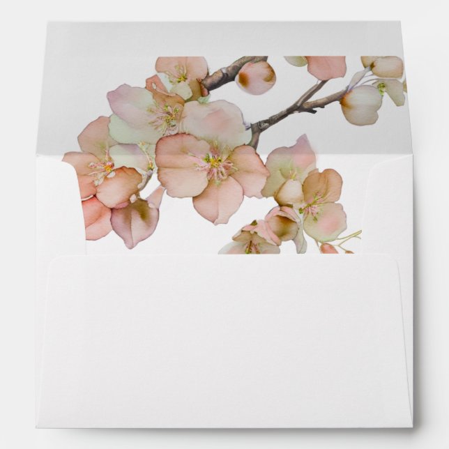 Enveloppe Aquarelle douce rose orangé fleurs de printemps (Dos (Bas))