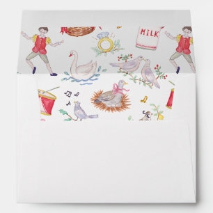 Enveloppe Aquarelle Douze Jours de Noël Personnalisé