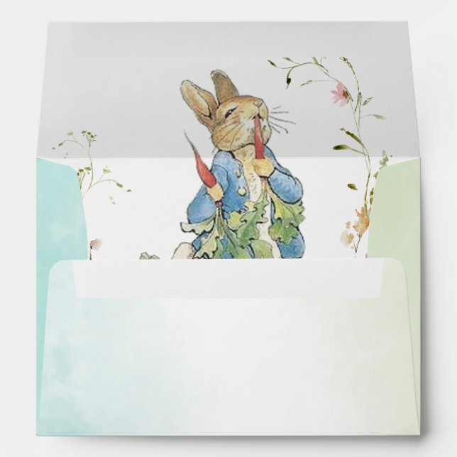 Enveloppe Aquarelle Elegant Fleur sauvage Peter Rabbit Baby  (Dos (Bas))
