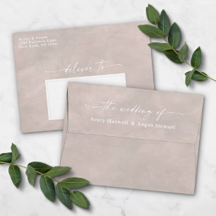 Enveloppe Aquarelle en lin beige A7 5x7 Faire-part de mariag