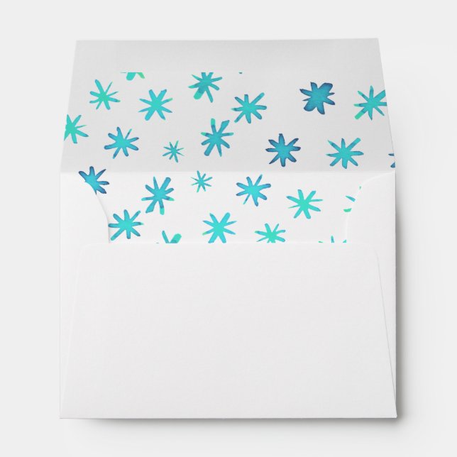 Enveloppe Aquarelle étoile - turquoise (Dos (Bas))