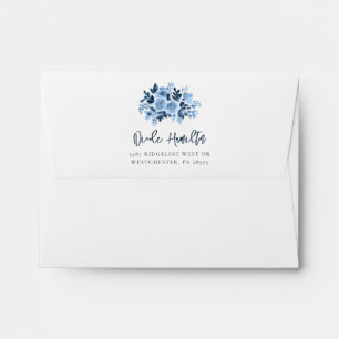 Enveloppe Aquarelle Fête des mariées florale bleu foncé