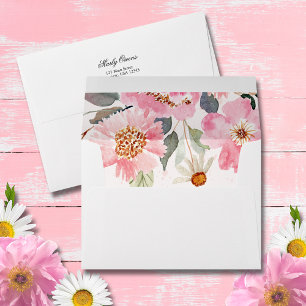 Enveloppe Aquarelle Fleur sauvage - Adresse de retour gratui