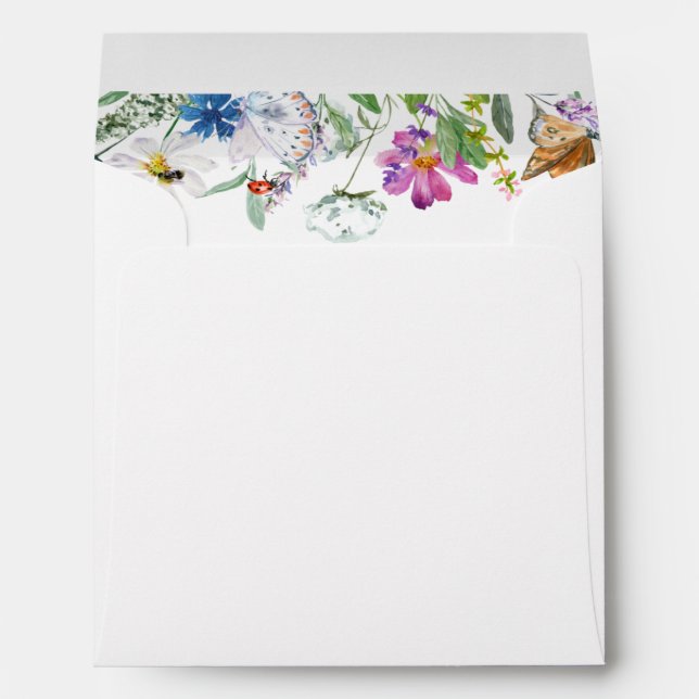 Enveloppe Aquarelle Fleur Sauvage | Doublure Fleurie | Adres (Dos (Bas))