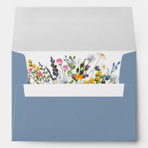 Enveloppe Aquarelle Fleur sauvage Dusty Blue Invitation