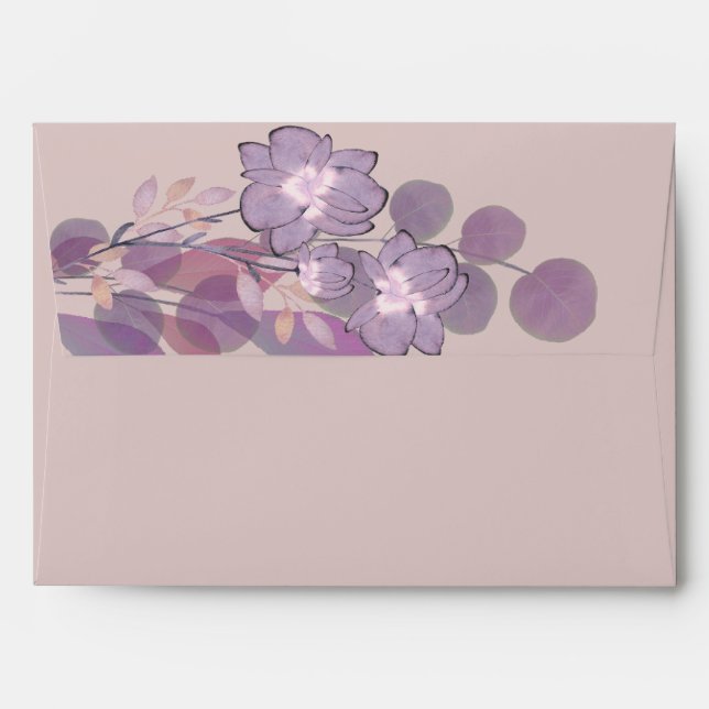Enveloppe Aquarelle fleurie mauve (Dos (Haut rabat))