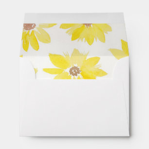 Enveloppe Aquarelle Fleurs de soleil Jaune Brown main peinte