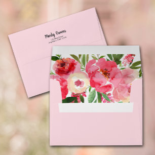 Enveloppe Aquarelle Fleurs Jardin Retourner Adresse Rose