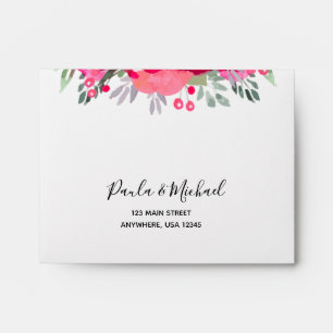 Enveloppe Aquarelle Fleurs Jardin RSVP Adresse imprimée