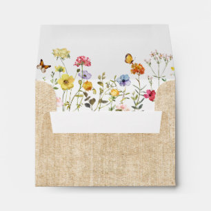 Enveloppe Aquarelle Fleurs Sauvages & Papillons Toile de Jut