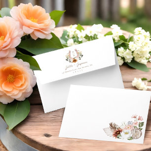 Enveloppe Aquarelle Floral Boho Western Horseshoe Monogramme