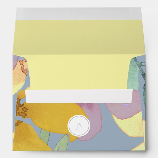 Enveloppe Aquarelle Floral Dusty Blue (Dos (Bas))