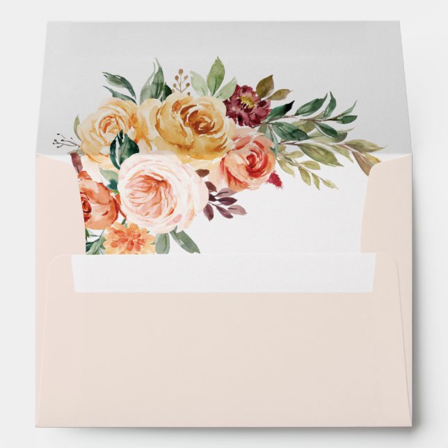 Enveloppe Aquarelle Floral Élégant Broussailleux Mariage Bou (Dos (Bas))