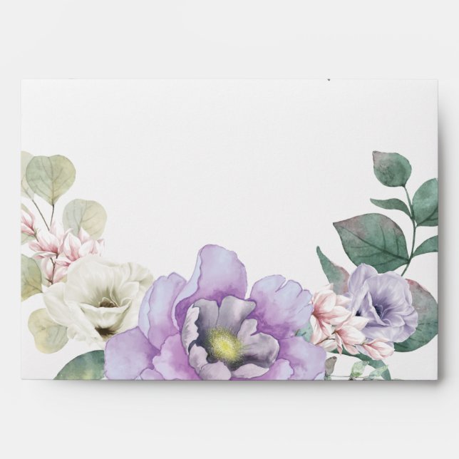 Enveloppe Aquarelle Floral Lavande Pivoine (Devant)