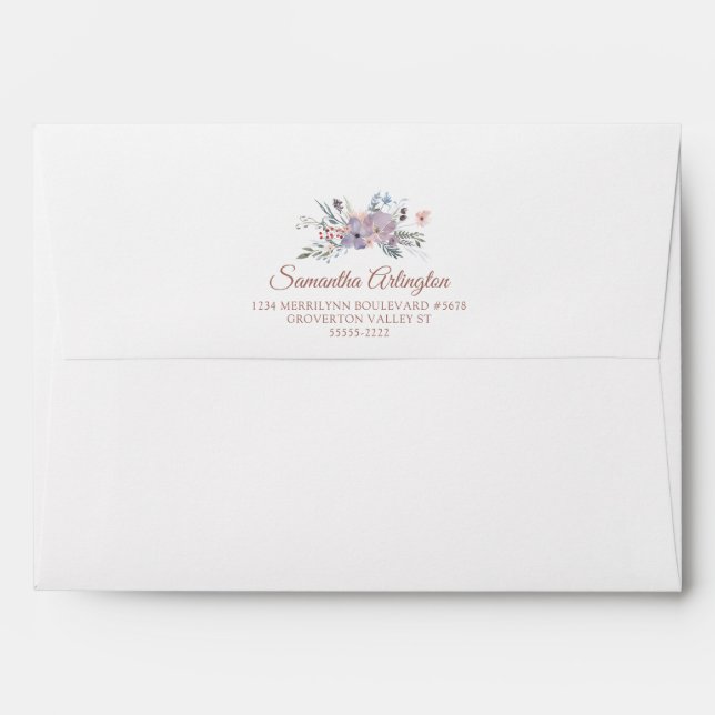 Enveloppe Aquarelle Floral Rose Gold Blush Mariage retour (Dos (Haut rabat))