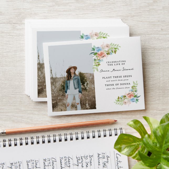 Enveloppe Aquarelle Floral & Verdure Memorial Seed Packet (Stacked)