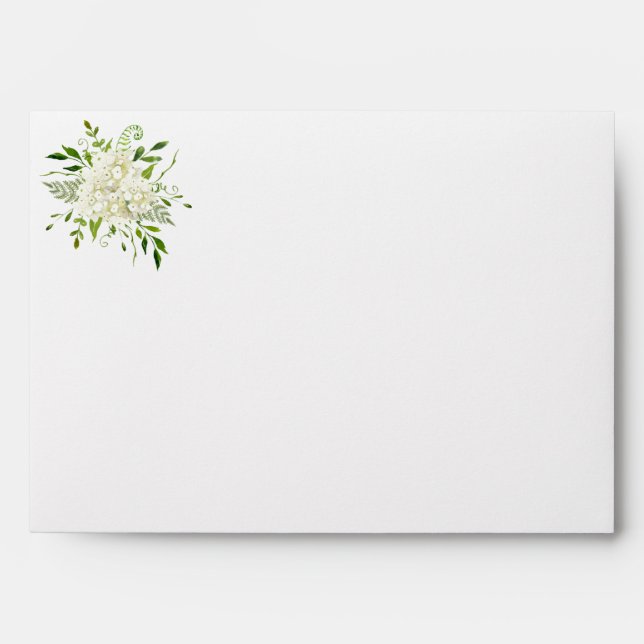 Enveloppe Aquarelle Florale blanche Hydrangea A7 Mariage (Devant)