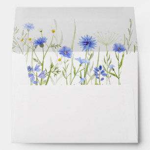 Enveloppe Aquarelle Florale Bleue pour Mariage ou Baby showe