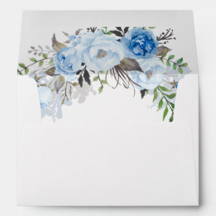 Enveloppe Aquarelle florale bleue poussiéreuse
