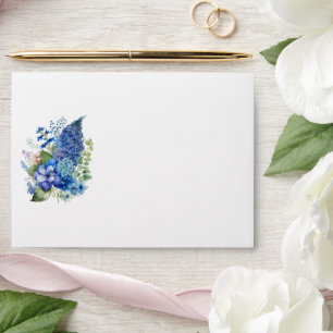 Enveloppe Aquarelle florale de Bohème Bleu Violet