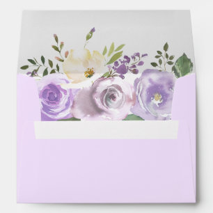 Enveloppe Aquarelle florale de lavande épousant l'adresse d