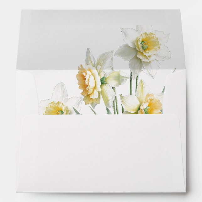 Enveloppe Aquarelle florale de printemps jaune (Dos (Bas))