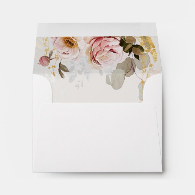 Enveloppe Aquarelle florale moelleuse moderne auto-adressée  (Dos (Bas))