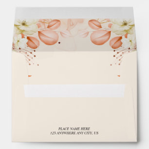Enveloppe Aquarelle Florale Orange Pêche Céleste