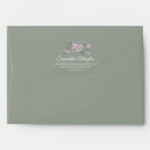 Enveloppe Aquarelle Florale Sage Vert Mariage retour