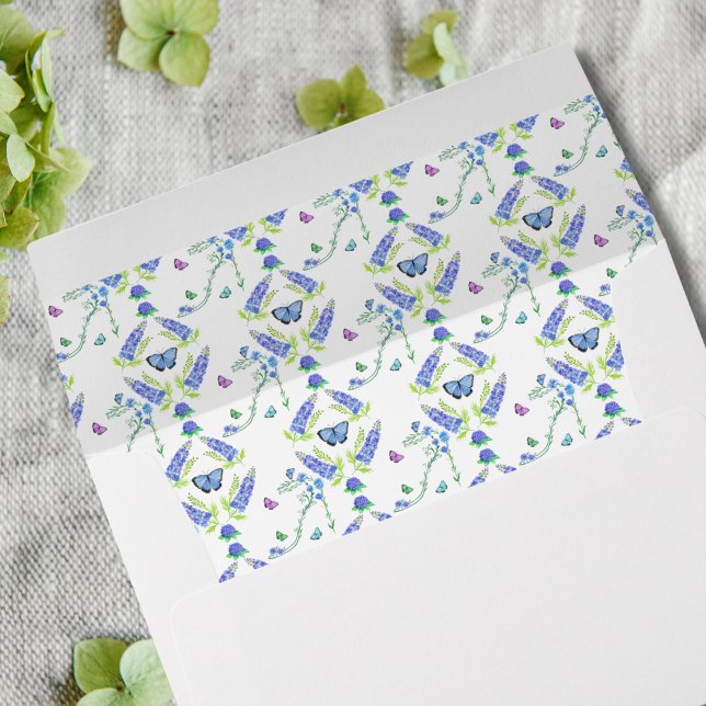 Enveloppe Aquarelle florale talon haut avec papillons (Créateur téléchargé)