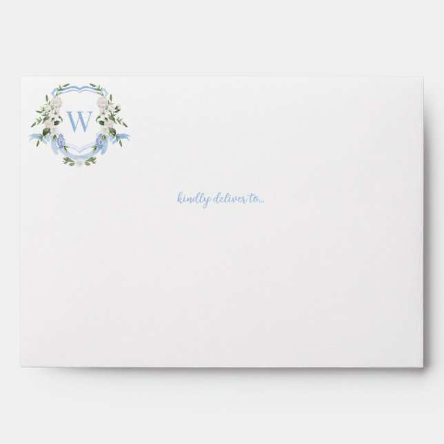 Enveloppe Aquarelle Ginger Jar Monogram Crest, Chinoiserie (Devant)