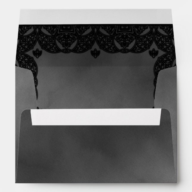 Enveloppe Aquarelle gothique gris Moody Médiévale Dentelle (Dos (Bas))