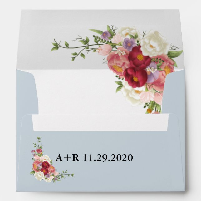 Enveloppe Aquarelle Gris Duisy Blush Peach Floral Mariage (Dos (Bas))