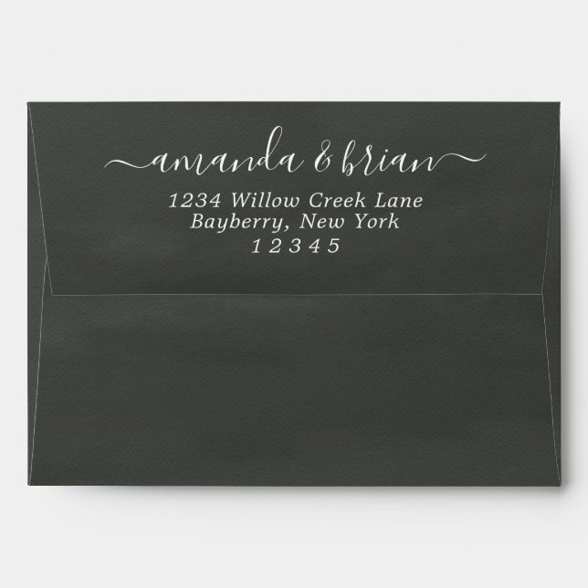Enveloppe Aquarelle gris foncé Papier Lettrage Script 5x7 (Dos (Haut rabat))