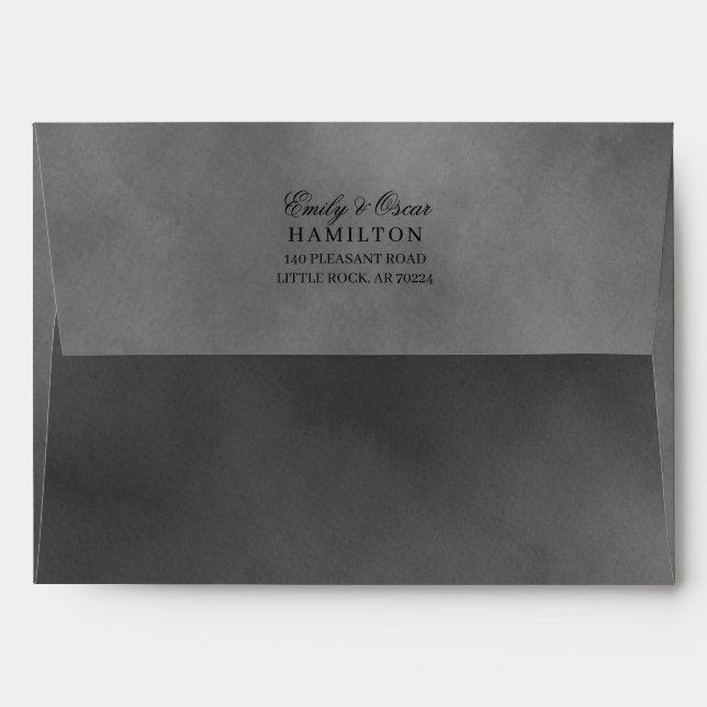 Enveloppe Aquarelle gris Gothique Élégant Moody Floral (Dos (Haut rabat))