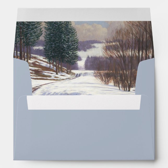 Enveloppe Aquarelle Hiver Mariage paysage neige (Dos (Bas))