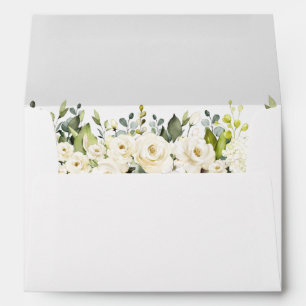 Enveloppe Aquarelle Ivoire Blanc Floral Mariage