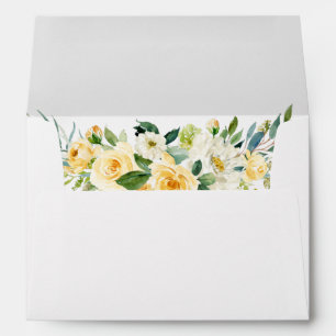 Enveloppe Aquarelle Jaune Flore Vert