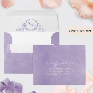 Enveloppe Aquarelle Lavande RSVP avec adresse de retour Cres