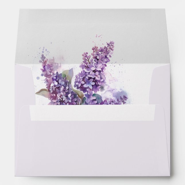 Enveloppe Aquarelle Lilacs Mariage été printemps (Dos (Bas))