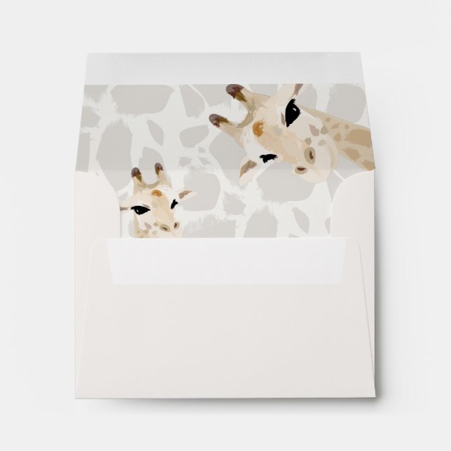 Enveloppe Aquarelle Maman & Baby Giraffe (Dos (Bas))
