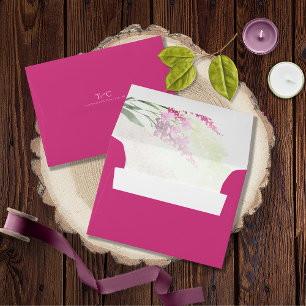 Enveloppe Aquarelle Mariage fleur sauvage Fuchsia ID954