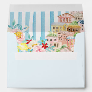 Enveloppe Aquarelle Mariage italienne de la côte d'Amalfi