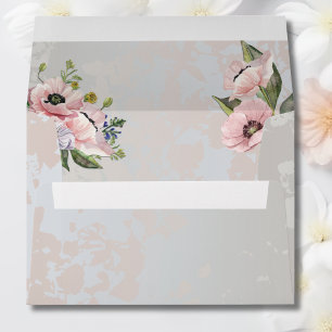 Enveloppe Aquarelle mariage Pavots roses