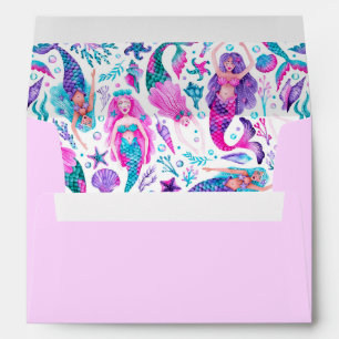 Enveloppe Aquarelle Mermaids Coquilles de mer + Assiette Ann