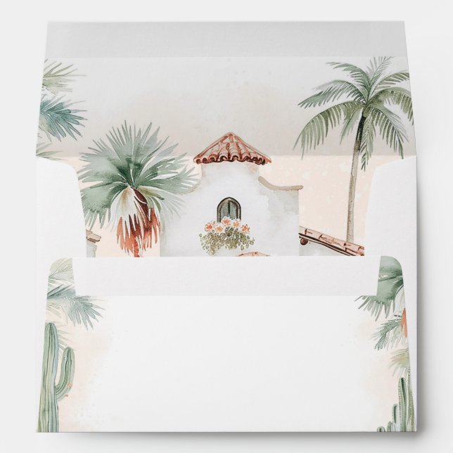 Enveloppe Aquarelle mexicaine Cactus Palm Tree Mariage (Dos (Bas))